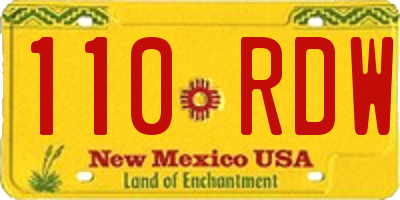 NM license plate 110RDW