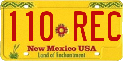 NM license plate 110REC