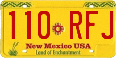 NM license plate 110RFJ