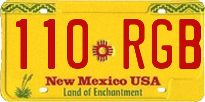 NM license plate 110RGB