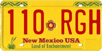 NM license plate 110RGH