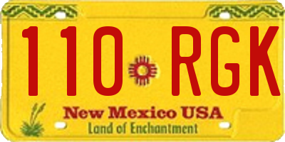 NM license plate 110RGK