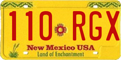 NM license plate 110RGX