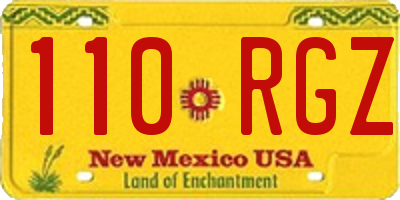NM license plate 110RGZ