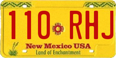 NM license plate 110RHJ