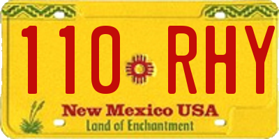 NM license plate 110RHY