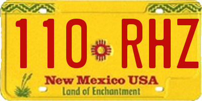 NM license plate 110RHZ