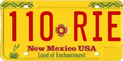 NM license plate 110RIE