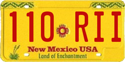 NM license plate 110RII