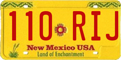 NM license plate 110RIJ