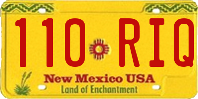NM license plate 110RIQ