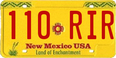 NM license plate 110RIR