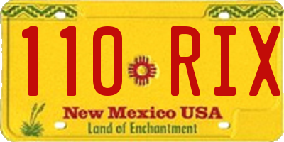 NM license plate 110RIX