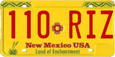 NM license plate 110RIZ