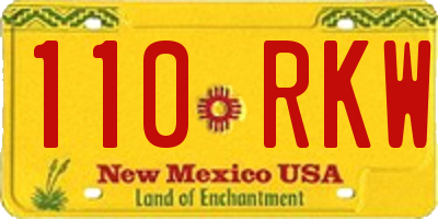 NM license plate 110RKW