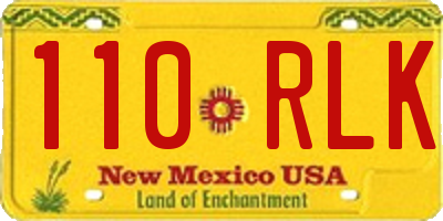 NM license plate 110RLK