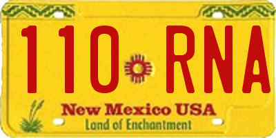 NM license plate 110RNA
