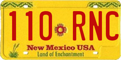 NM license plate 110RNC