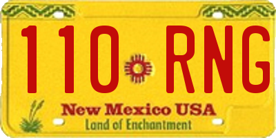 NM license plate 110RNG