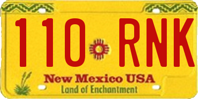 NM license plate 110RNK