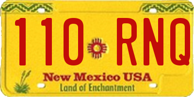 NM license plate 110RNQ