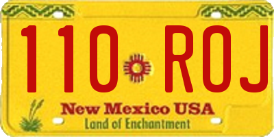 NM license plate 110ROJ