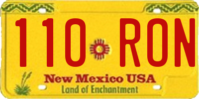 NM license plate 110RON