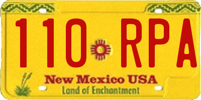 NM license plate 110RPA