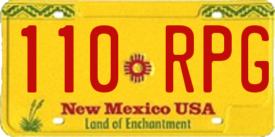 NM license plate 110RPG