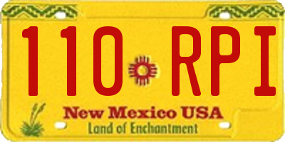 NM license plate 110RPI