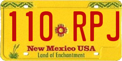 NM license plate 110RPJ