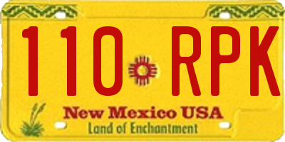 NM license plate 110RPK