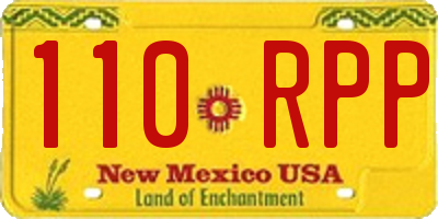 NM license plate 110RPP