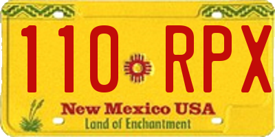 NM license plate 110RPX