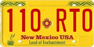NM license plate 110RTO