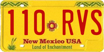 NM license plate 110RVS
