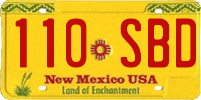 NM license plate 110SBD