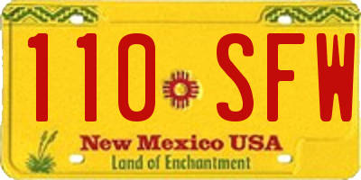 NM license plate 110SFW