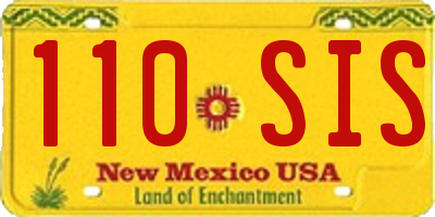 NM license plate 110SIS