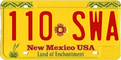 NM license plate 110SWA