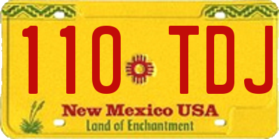 NM license plate 110TDJ