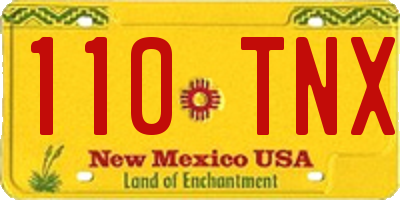 NM license plate 110TNX