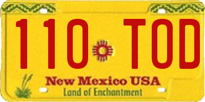 NM license plate 110TOD