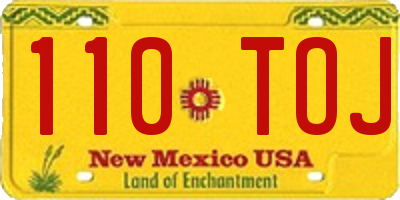 NM license plate 110TOJ
