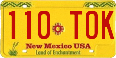 NM license plate 110TOK