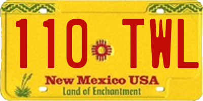 NM license plate 110TWL