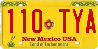 NM license plate 110TYA