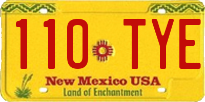 NM license plate 110TYE
