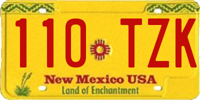 NM license plate 110TZK