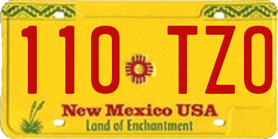 NM license plate 110TZO